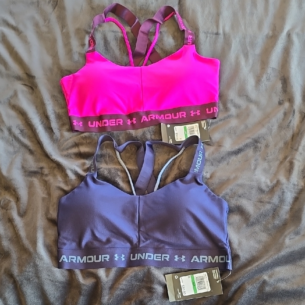Under Armour Women's Pink and Blue Sports Bras Large NWT
